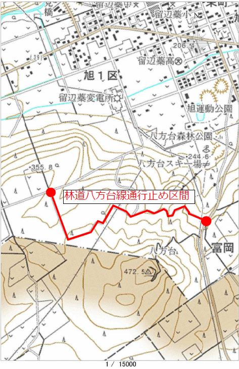 林道八方台線登記通行止め区間図
