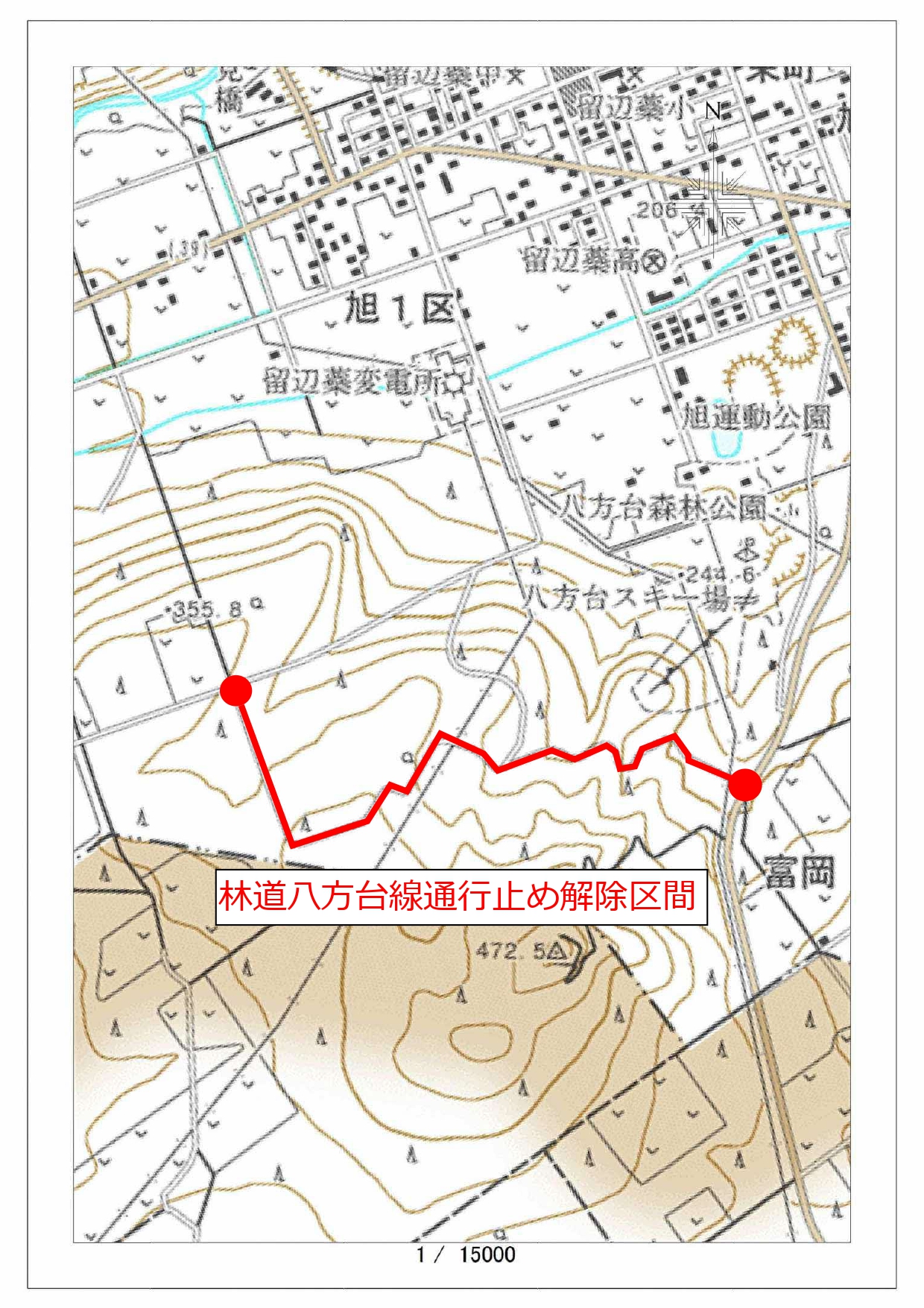 林道八方台線登記通行止め区間図